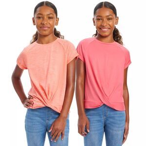 Gerry Youth 2-pack Knot Front Tee Pink‎ & Coral Size Small (7/8) New with Tags!